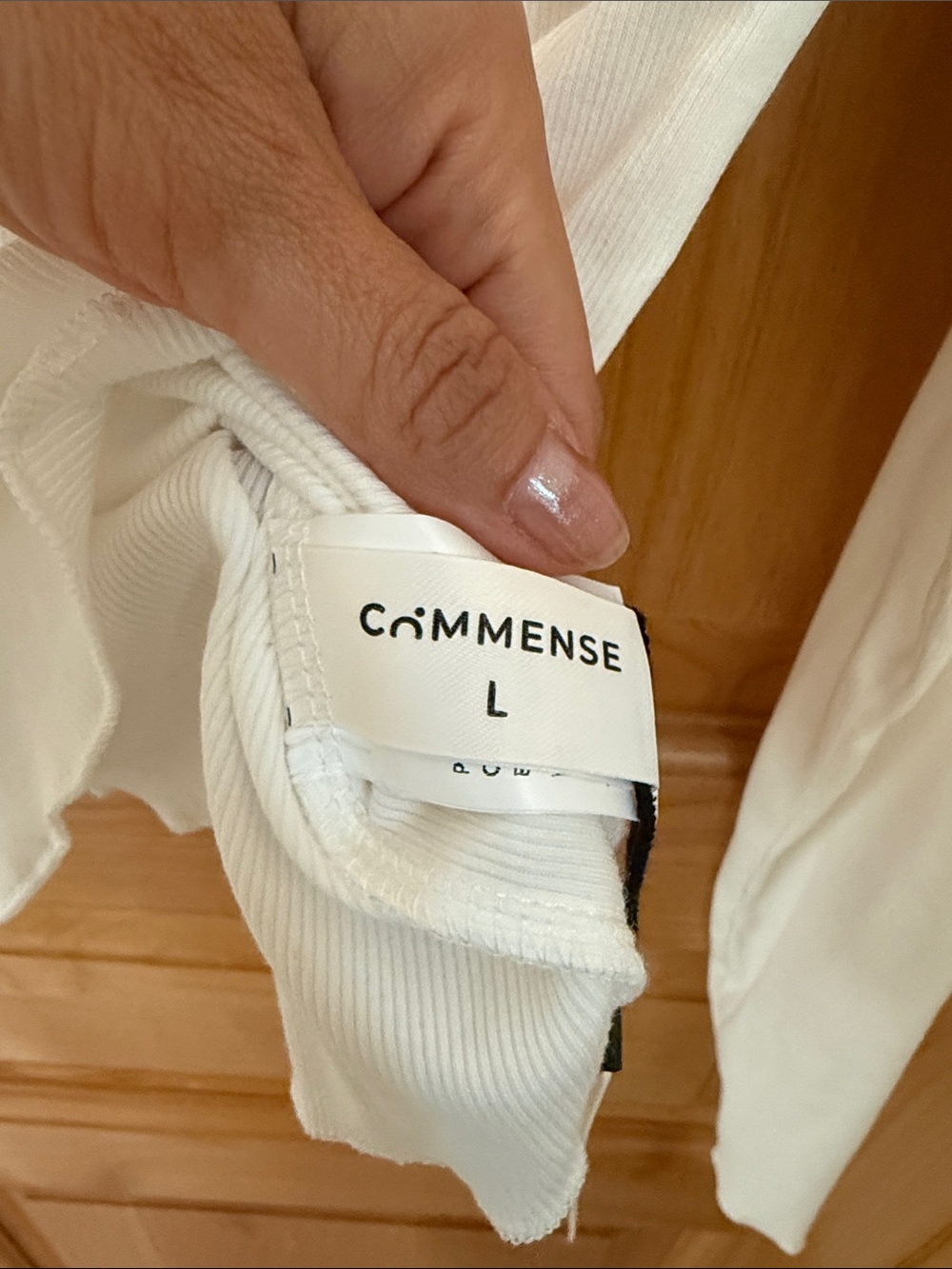 Commense White Ribbed Long-Sleeve Seam-Detail Top - Picture 2 of 4